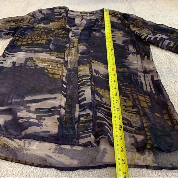 Melanie Lyne purple sheer transparent chiffon long sleeve blouse M - Picture 7 of 9